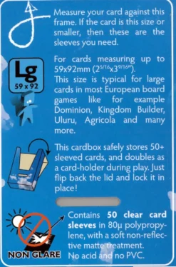 Board Game Sleeves Non Glare: Size Large (59 x 92 mm) - 50 st