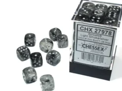 Borealis - Light Smoke/Silver (Luminary) - d6, 36 st (12 mm, prickar)