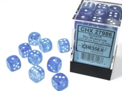 Borealis - Sky Blue/White (Luminary) - d6, 36 st (12 mm, prickar)