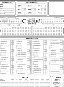 Call of Cthulhu Sverige: Rollformulärblock (Exp.)