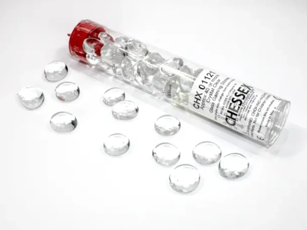 Chessex: Glass Gaming Stones - Crystal Clear (40 st)