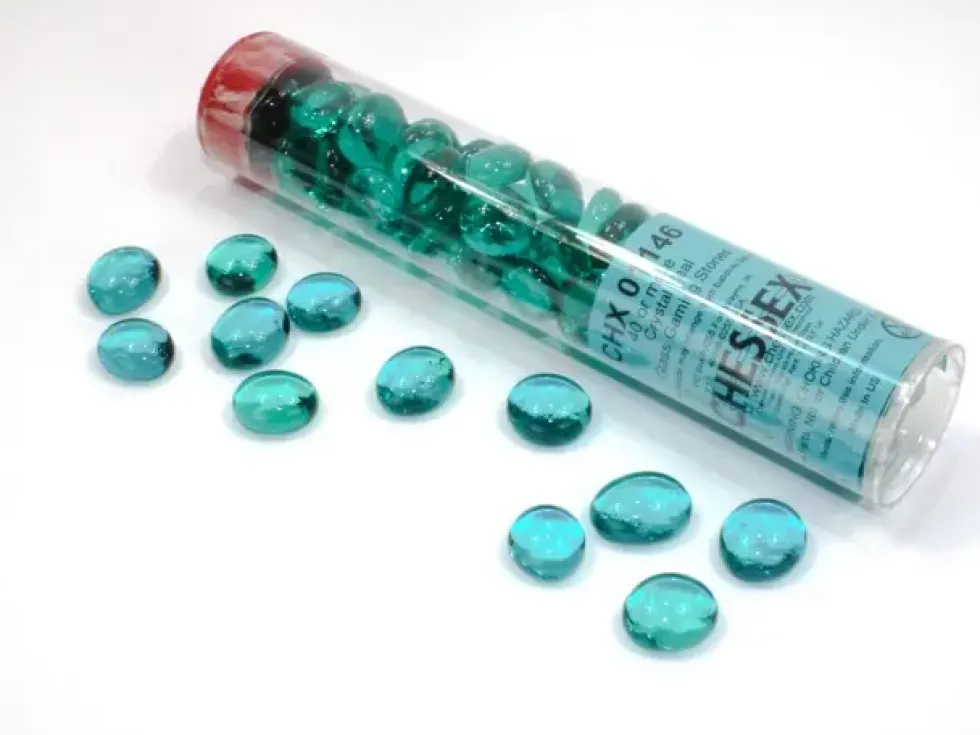 Chessex: Glass Gaming Stones - Crystal Teal (40 st)