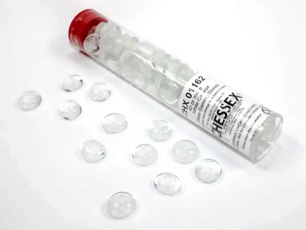 Chessex: Glass Gaming Stones - Catseye White (40 st)