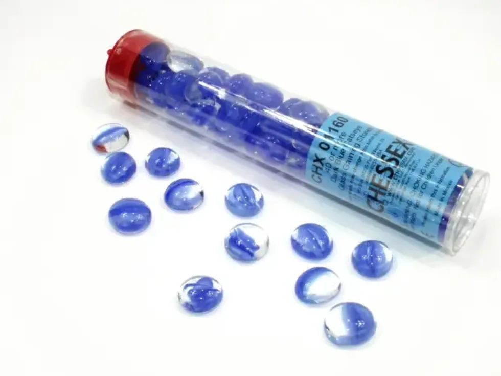 Chessex: Glass Gaming Stones - Catseye Dark Blue (40 st)