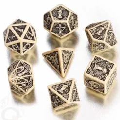 Dice Set - Celtic 3D, Beige and Black