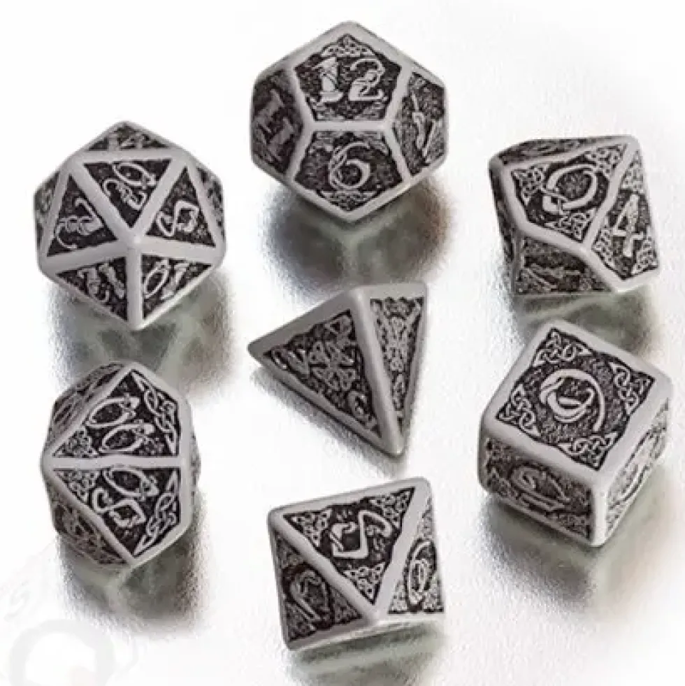Dice Set - Celtic 3D, Gray and Black