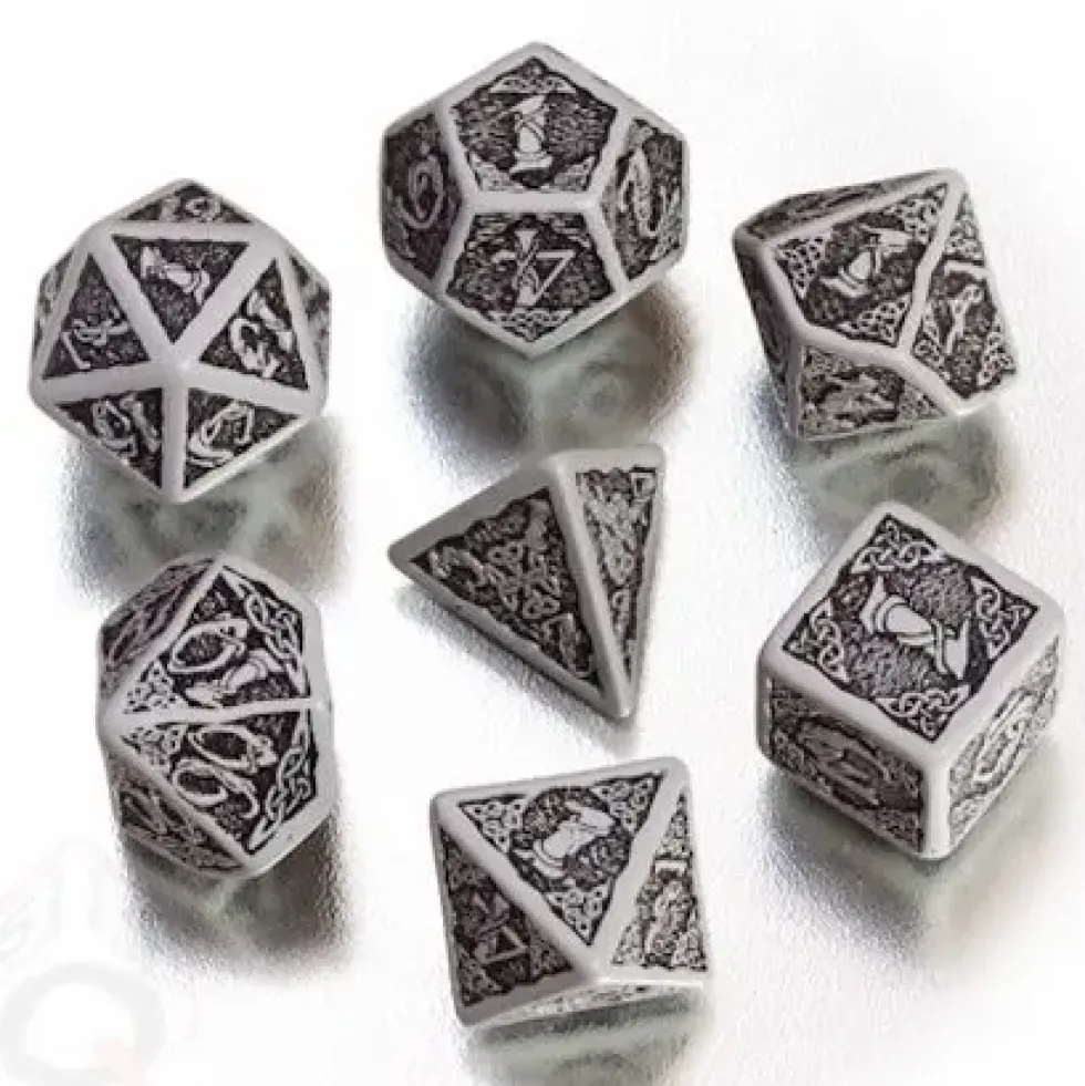 Dice Set - Celtic 3D, Gray and Black