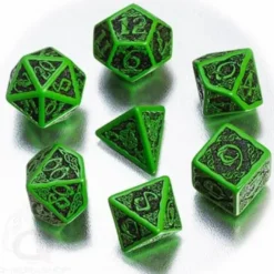 Dice Set - Celtic 3D, Green and Black