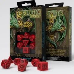 Dice Set - Celtic 3D, Red and Black