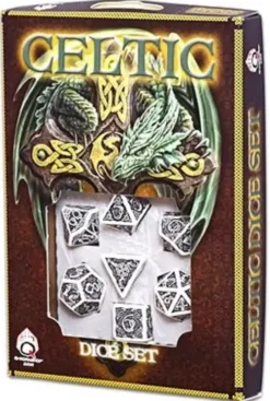 Dice Set - Celtic 3D, White and Black