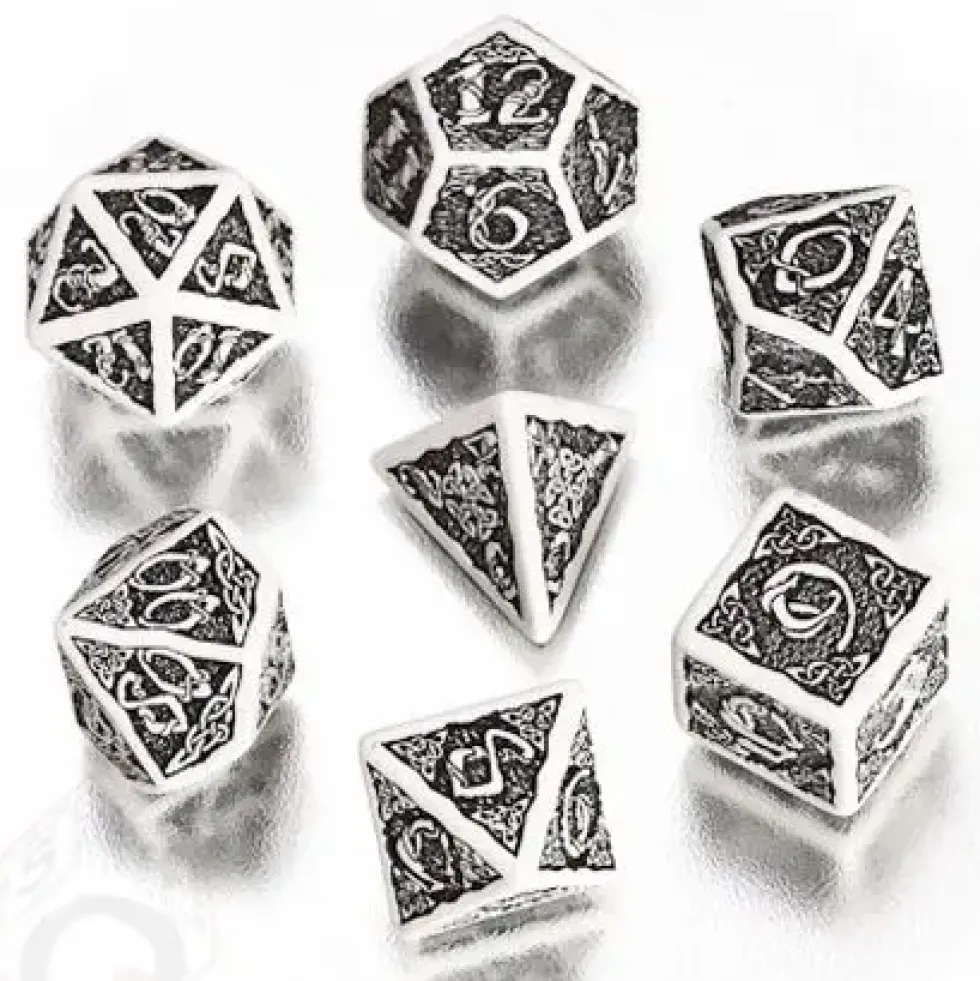 Dice Set - Celtic 3D, White and Black