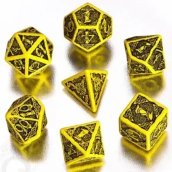 Dice Set - Celtic 3D, Yellow and Black