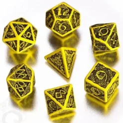 Dice Set - Celtic 3D, Yellow and Black