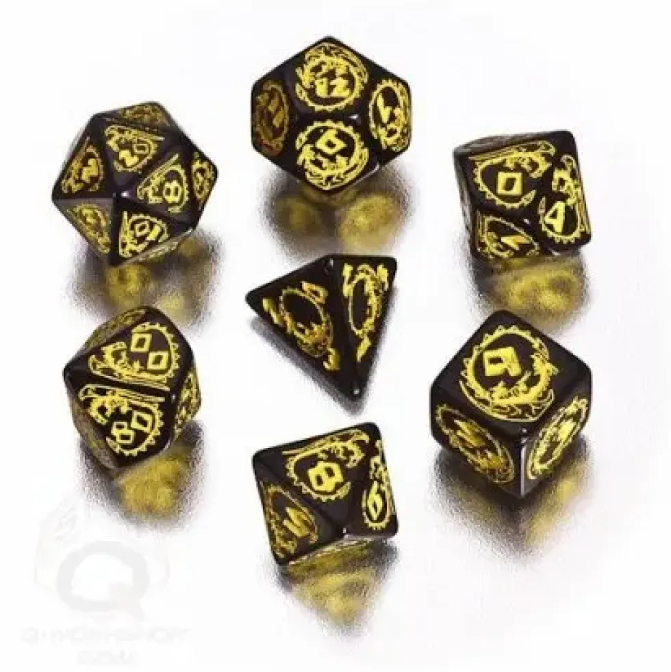 Dice Set - Dragons, Black and Yellow