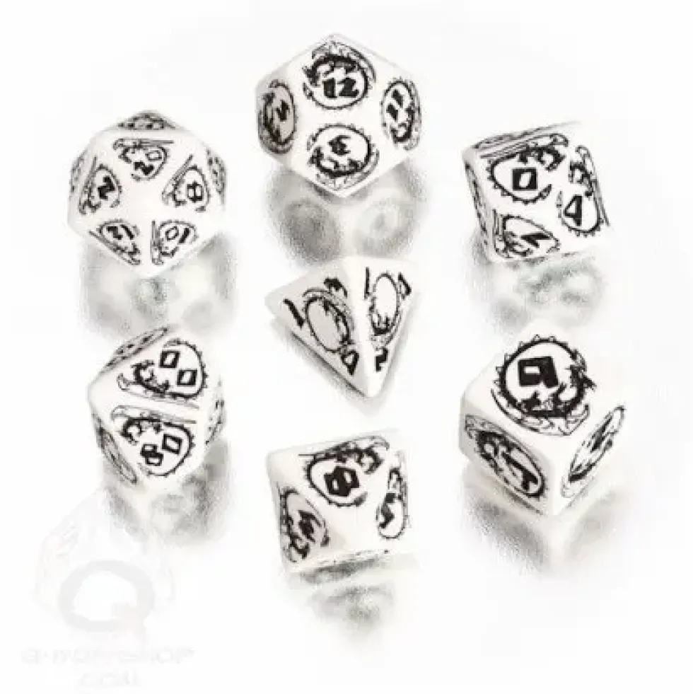 Dice Set - Dragons, White and Black