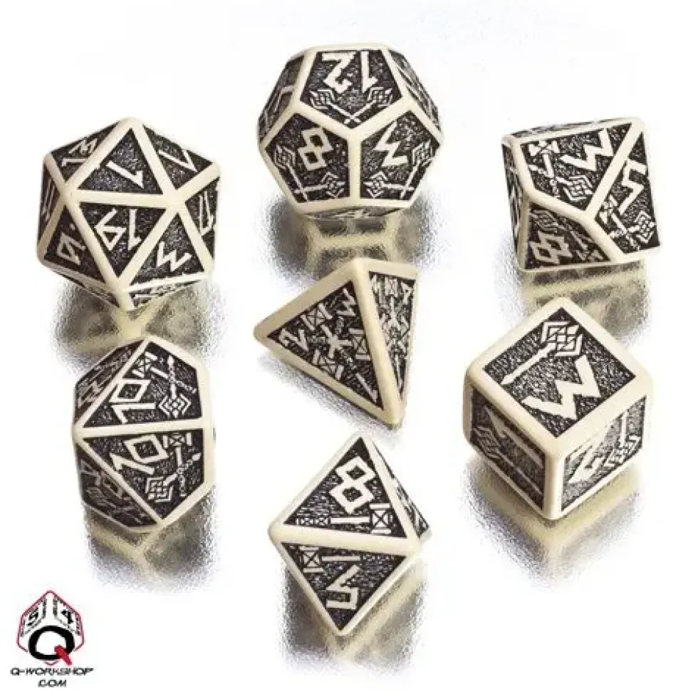 Dice Set - Dwarven, Beige and Black