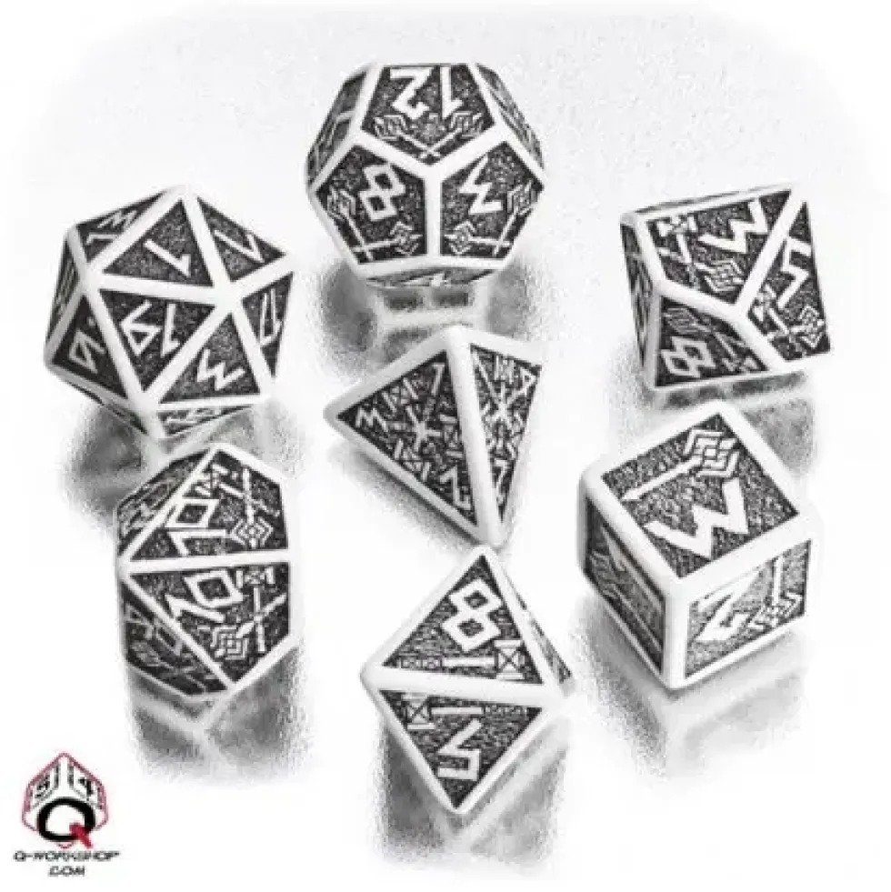 Dice Set - Dwarven, White and Black