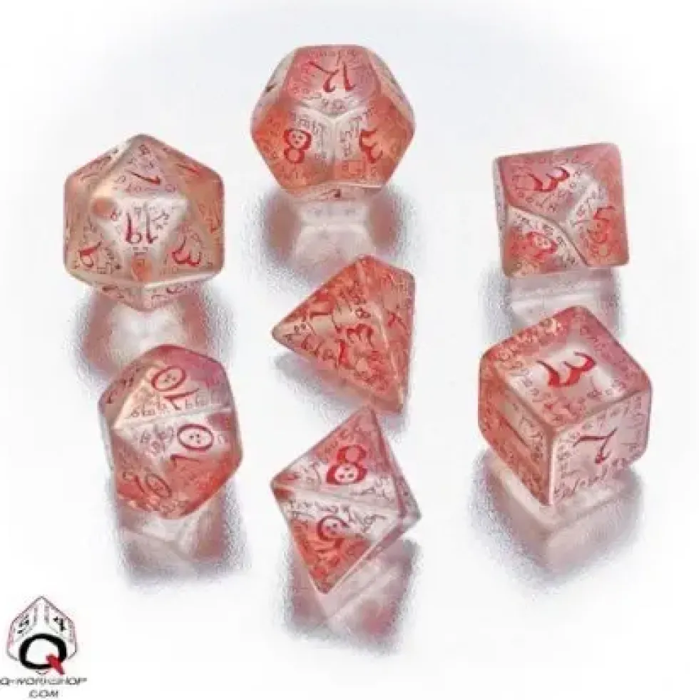 Dice Set - Elven, Translucent and Red