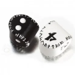 Dice Set - Runic, D2 Black and White och D4 White and Black
