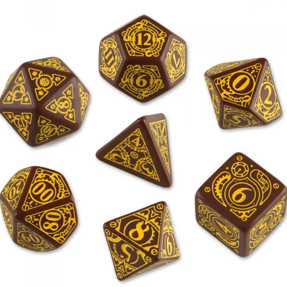 Dice Set - Steampunk, Brown and Yellow