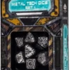 Dice Set - Tech, Metal Silver & Black