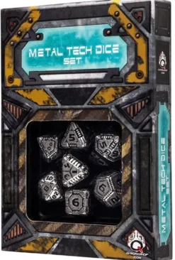 Dice Set - Tech, Metal Silver & Black