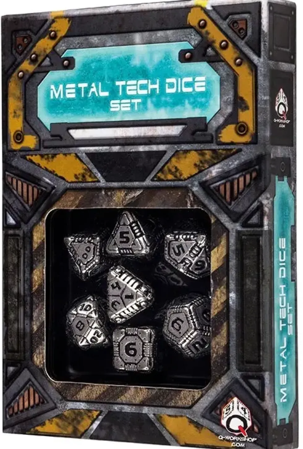 Dice Set - Tech, Metal Silver & Black