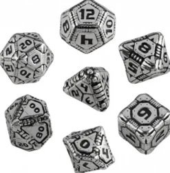 Dice Set - Tech, Metal Silver & Black