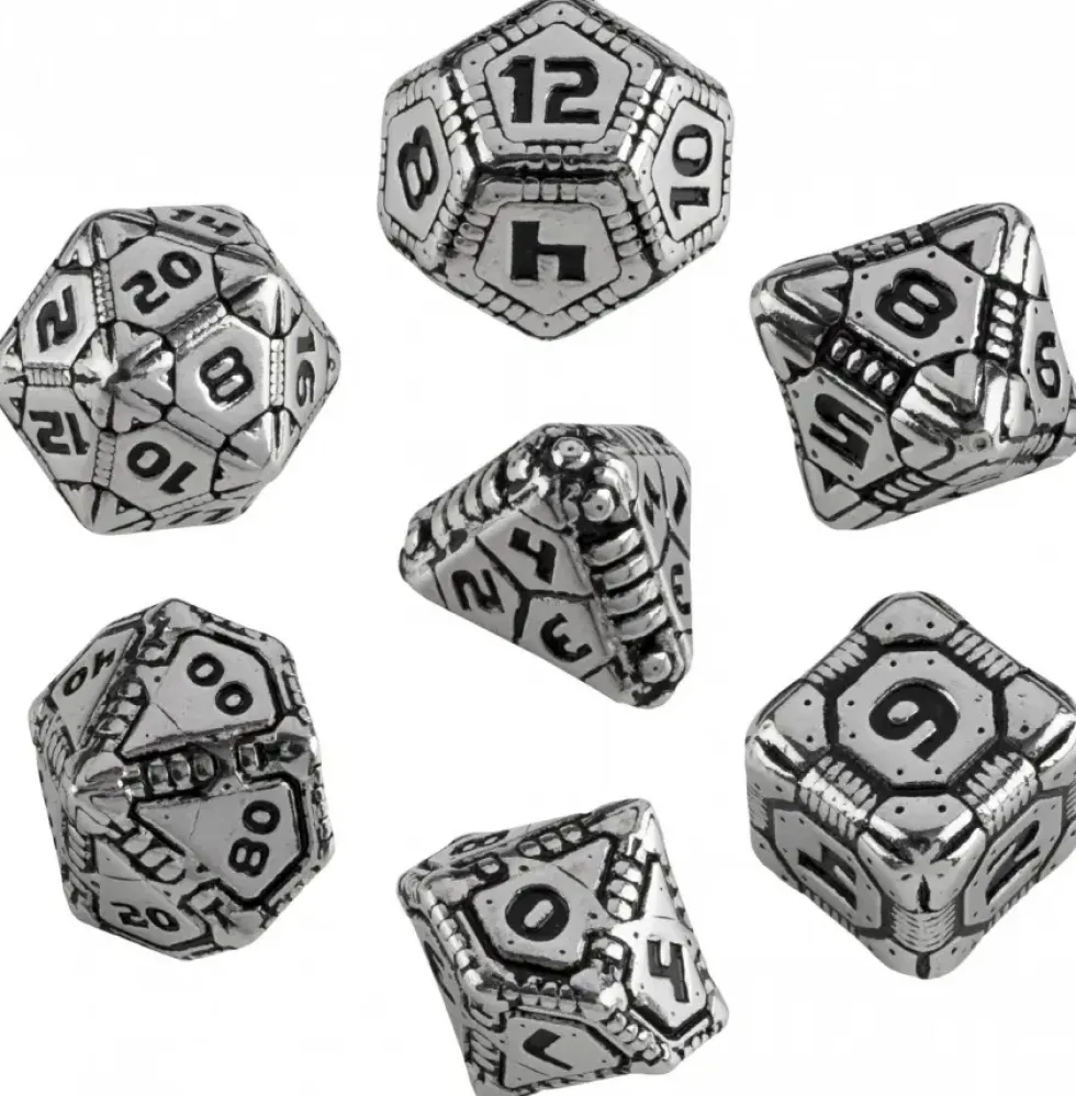 Dice Set - Tech, Metal Silver & Black