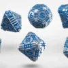 Dice Set - Tech, Metal Silver & Blue