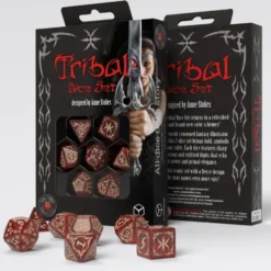 Dice Set - Tribal, Shimmering Red & Beige