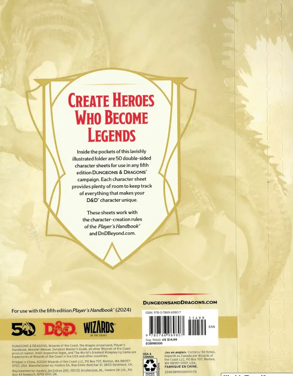 Dungeons & Dragons (2024): Character Sheets