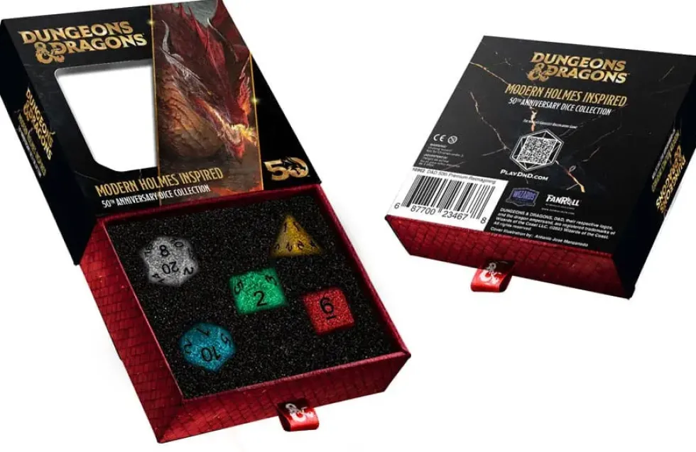 Fanroll: Dungeons & Dragons 50th Anniversary Dice Set (Modern Holmes Inspired)