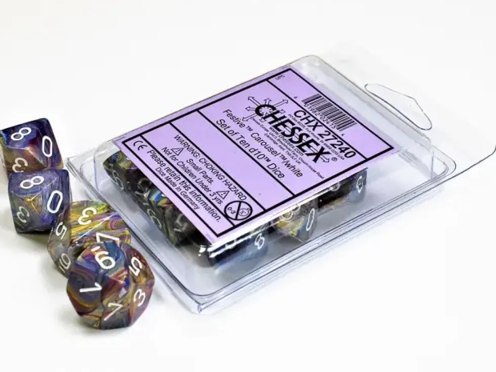 Festive - Carousel/White - d10, 10 st