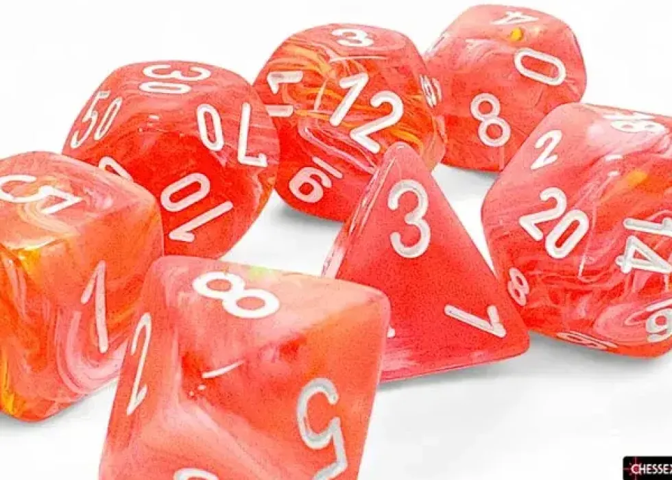 Festive - Dahlia/White Mega-hedral Dice Set