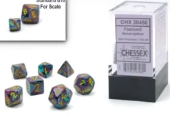 Festive - Mosaic/Yellow - Mini-Polyhedral Dice set