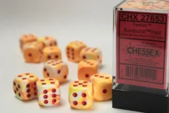 Festive - Sunburst/Red - d6, 12 st (16 mm, prickar)