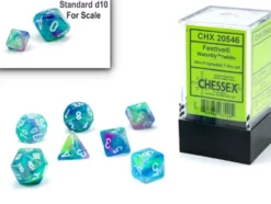 Festive - Waterlily/White - Mini-Polyhedral Dice set