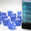 Frosted - Blue/White - d6, 12 st (16 mm, prickar)