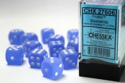 Frosted - Blue/White - d6, 12 st (16 mm, prickar)