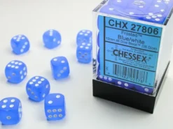 Frosted - Blue/White - d6, 36 st (12 mm, prickar)