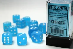 Frosted - Caribbean Blue/White - d6, 12 st (16 mm, prickar)