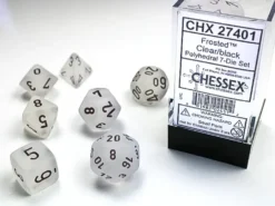 Frosted - Clear/Black - Dice set