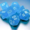 Frosted Mini-Polyhedral Caribbean Blue/White 7-Die Set