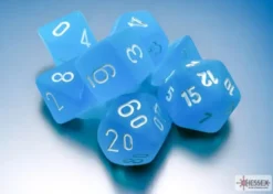 Frosted Mini-Polyhedral Caribbean Blue/White 7-Die Set