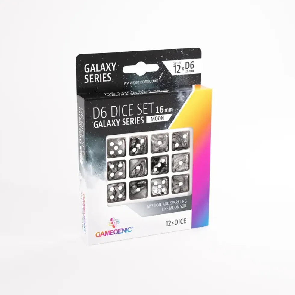 Gamegenic: Galaxy Series - Moon - d6, 12 stycken (16 mm, prickar)