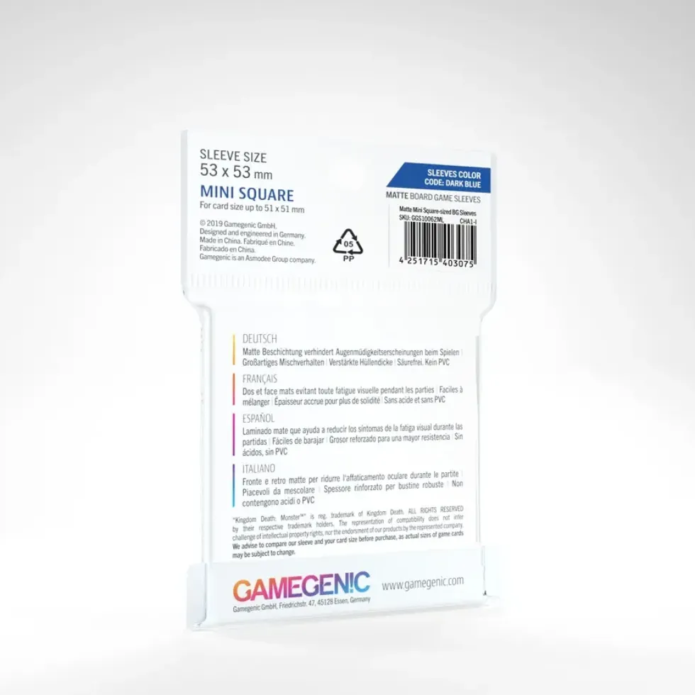 GameGenic: MATTE Board Game Sleeves - Mini Square (53 x 53 mm) - 50 st