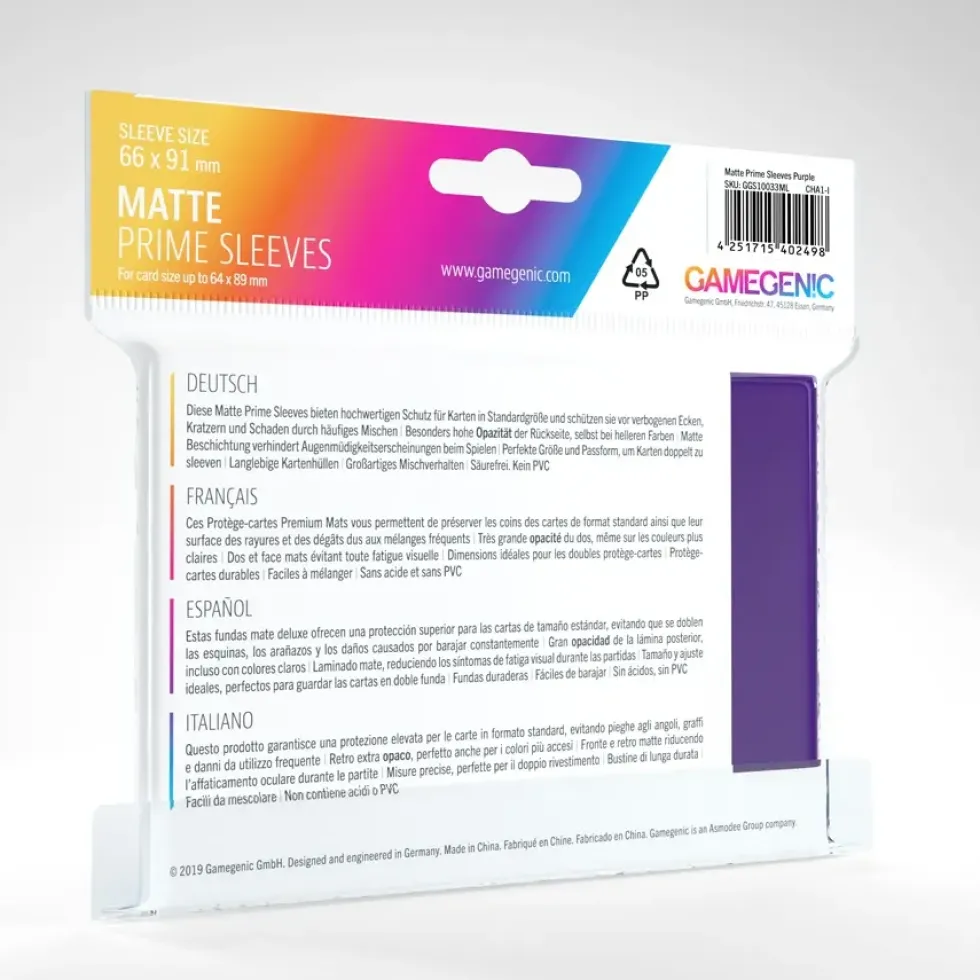 GameGenic: MATTE Prime Sleeves - Purple (66 x 91 mm) - 100 st