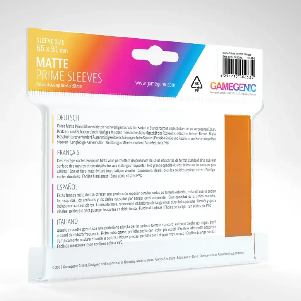 GameGenic: MATTE Prime Sleeves - Orange (66 x 91 mm) - 100 st