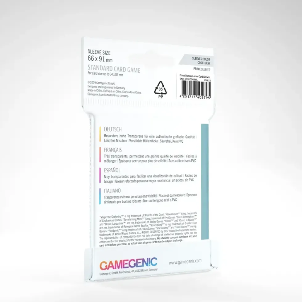 GameGenic: PRIME Board Game Sleeves - Standard Card Game (66 x 91 mm) - 50 st